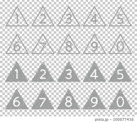 Hand-drawn crayon material Triangular number icon set 100877438