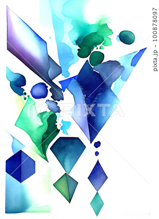 寒色の直線でできた抽象的な水彩イラスト 寒色の直線でできた抽象的な水彩イラスト 100878097