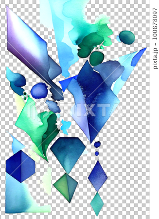 寒色の直線でできた抽象的な水彩イラスト 寒色の直線でできた抽象的な水彩イラスト 100878097