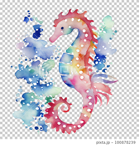 タツノオトシゴの水彩イラストのイラスト素材 [100878239] - PIXTA