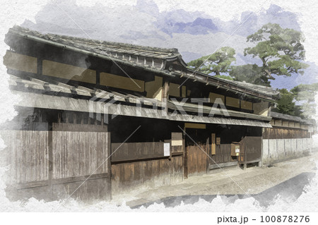 水彩画風 松阪 旧長谷川治郎兵衛家 三重県松阪市 水彩画風 松阪 旧長谷川治郎兵衛家 三重県松阪市 100878276