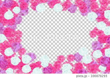 Round frame of pink almeria flowers 100878293