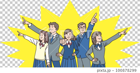 瞄準_指向_學生_尖銳的表情_帶背景色_瞄準5個人中的每一個 100878299