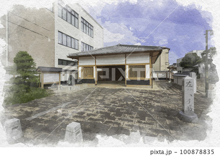 水彩画風　松阪　豪商ポケットパーク　三重県松阪市 100878835