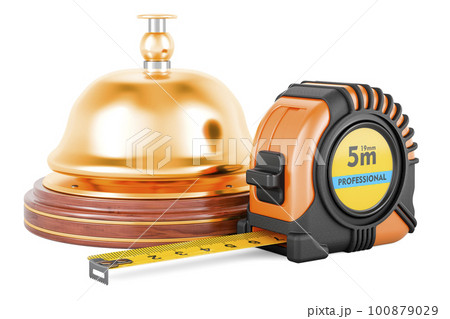 Reception bell with tape measure, 3D rendering 100879029