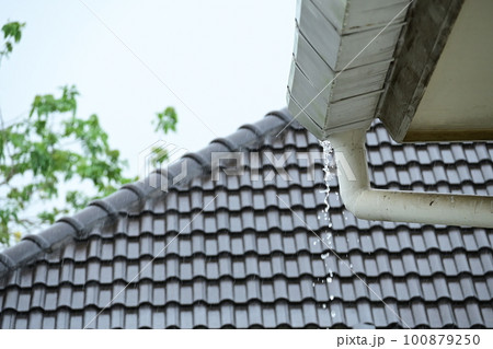 gray roof of house resident, construction industry 100879250