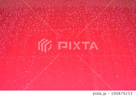 water on red hood car, transportation background water on red hood car, transportation background 100879255