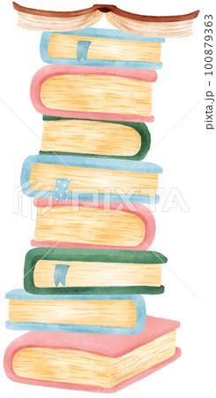 pile of cute watercolour sweet pastel modern closed book cartoon illustration pile of cute watercolour sweet pastel modern closed book cartoon illustration 100879363