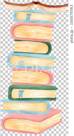 pile of cute watercolour sweet pastel modern closed book cartoon illustration pile of cute watercolour sweet pastel modern closed book cartoon illustration 100879363