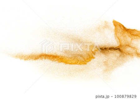 Brown sand explosion isolated on white background. Abstract sand cloud backdrop. Brown sand explosion isolated on white background. Abstract sand cloud backdrop. 100879829