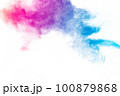 Multi colour powder explosion on white background. Launched colourful dust particles splashing. 100879868