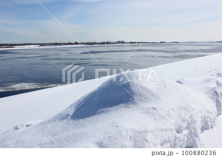 A river covered with ice. 100880236