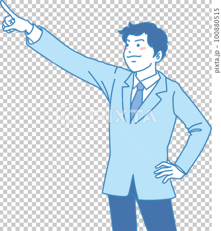 Aiming _ pointing _ student _ sharp expression _ pink blue _ male student pointing to the upper left Aiming _ pointing _ student _ sharp expression _ pink blue _ male student pointing to the upper left 100880515