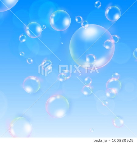 青い背景のしゃぼん玉イラスト 100880929