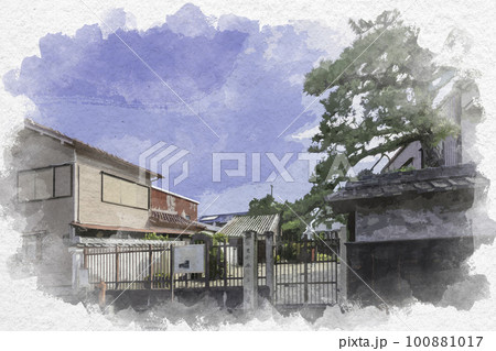 水彩画風 松阪 本居宣長宅跡 三重県松阪市 水彩画風 松阪 本居宣長宅跡 三重県松阪市 100881017