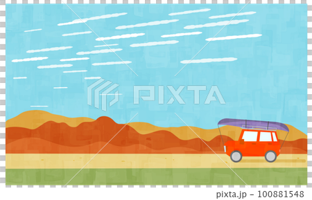 一輛滿載行李旅行的汽車和秋天的風景背景 一輛滿載行李旅行的汽車和秋天的風景背景 100881548