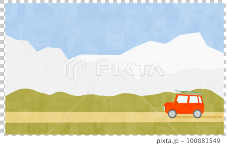 一輛滿載行李旅行的汽車和冬季風景背景 100881549