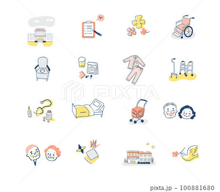 さまざまな介護福祉のアイテム　セット 100881680