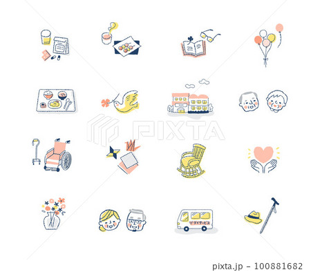 さまざまな介護福祉のアイテム セット さまざまな介護福祉のアイテム セット 100881682