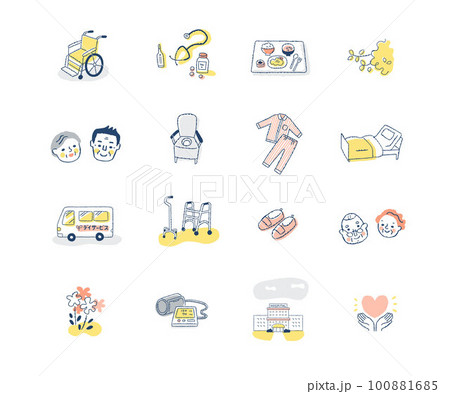 さまざまな介護福祉のアイテム　セット 100881685