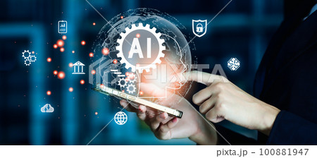 Business Technology Internet Network Concept. Digital Brain Artificial intelligence AI machine learning technology . Business Technology Internet Network Concept. Digital Brain Artificial intelligence AI machine learning technology . 100881947