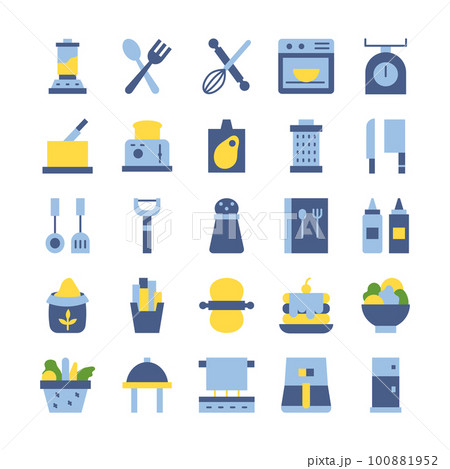 Cooking icon set. Kitchenware, utensil, food, chef, vector symbol collection Cooking icon set. Kitchenware, utensil, food, chef, vector symbol collection 100881952