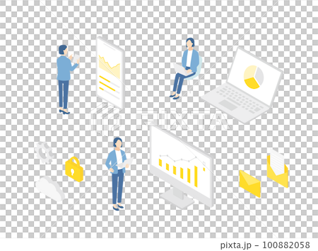 Various business scene isometric set 100882058