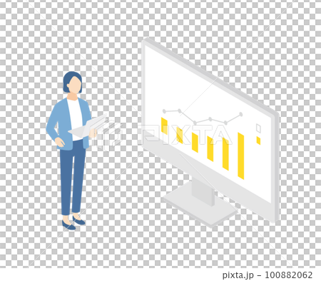 グラフを見ながら経営戦略を立てるビジネスウーマン 100882062