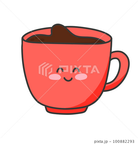 A cute kawaii cartoon character of a smiling portable coffee cup on a white  background Stock Vector Image & Art - Alamy