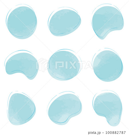 ゆるいフレームセット 抽象的 シェイプ 水彩 水彩風 手書き ゆるいフレームセット 抽象的 シェイプ 水彩 水彩風 手書き 100882787