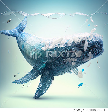 AI generated Whale made of garbage and plastic AI generated Whale made of garbage and plastic 100883691