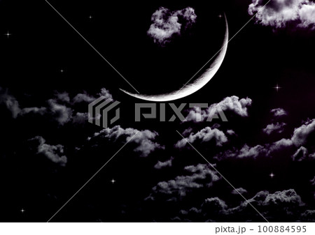 The moon in the night skyのイラスト素材 [100884595] - PIXTA