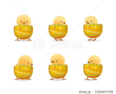 Chicks in broken line easter eggs bottom set Chicks in broken line easter eggs bottom set 100885799