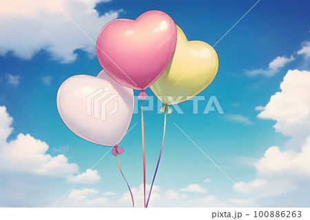 青空に浮かぶ風船 イラスト 青空に浮かぶ風船 イラスト 100886263