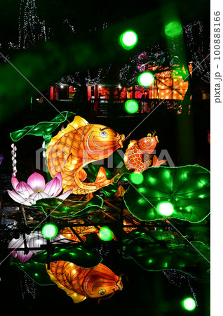 【京都・宇治】黄檗にある萬福寺、ランタンフェスティバルが開催され、彩り美しい素敵なイベントでした。 100888166