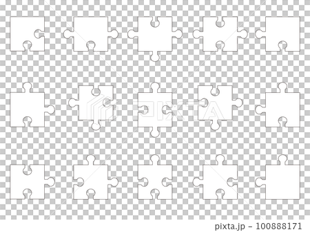 White puzzle pieces of various shapes 100888171
