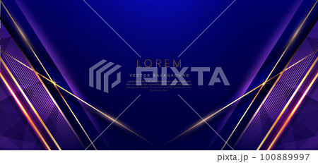 Abstract elegant dark blue background with golden line and lighting effect sparkle. Luxury template award design. Abstract elegant dark blue background with golden line and lighting effect sparkle. Luxury template award design. 100889997