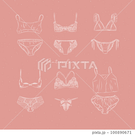 Lingerie set collection peach color 100890671