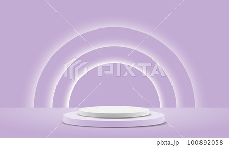 Realistic white purple pastel circle podium steps white soft light curves vector Realistic white purple pastel circle podium steps white soft light curves vector 100892058