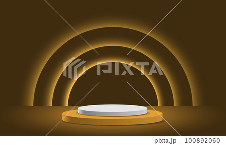 Realistic yellow white circle podium steps light curves vector Realistic yellow white circle podium steps light curves vector 100892060
