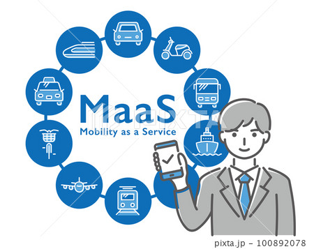 スマホでMaaSを活用する男性 スマホでMaaSを活用する男性 100892078