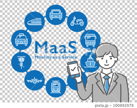 スマホでMaaSを活用する男性 スマホでMaaSを活用する男性 100892078