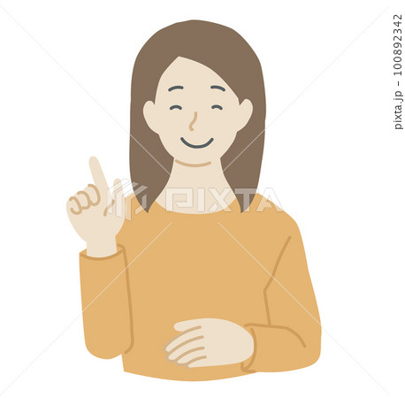 笑顔で話をする女性のイラスト素材 100892342