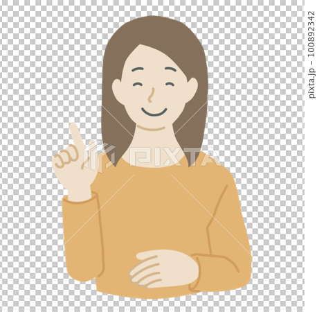 Illustration material of a woman talking with a smile 100892342