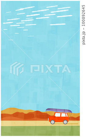 旅行に出かける荷物を積んだ車と風景の背景　秋 100892645