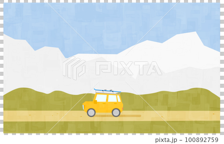 一輛滿載行李旅行的汽車和冬季風景背景 100892759