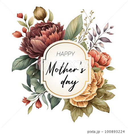 Happy Mother's Day Watercolor frame with vintage flowers for the holiday Wallpaper, invitation, posters, brochure, voucher discount, menu 100893224