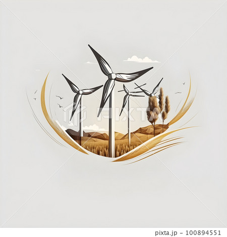 Renewable energy concept with wind turbines field 100894551