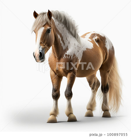 Pony, little horse close-up, isolated on white, cute pet, ai generative Pony, little horse close-up, isolated on white, cute pet, ai generative 100897055