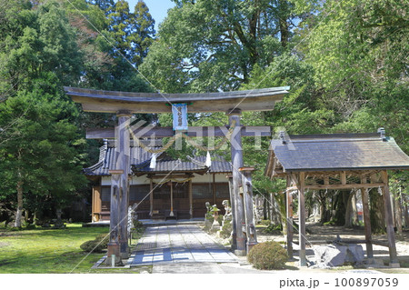 諸杉神社の境内にある大鳥居 100897059